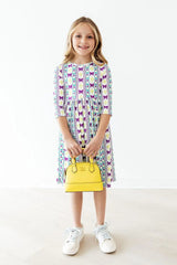 Mardi Gras 3/4 Sleeve Pocket Twirl Dress - Mila & Rose ® - Flyclothing LLC