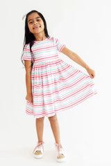 Pastel Stripes S/S Pocket Twirl Dress - Mila & Rose ® - Flyclothing LLC