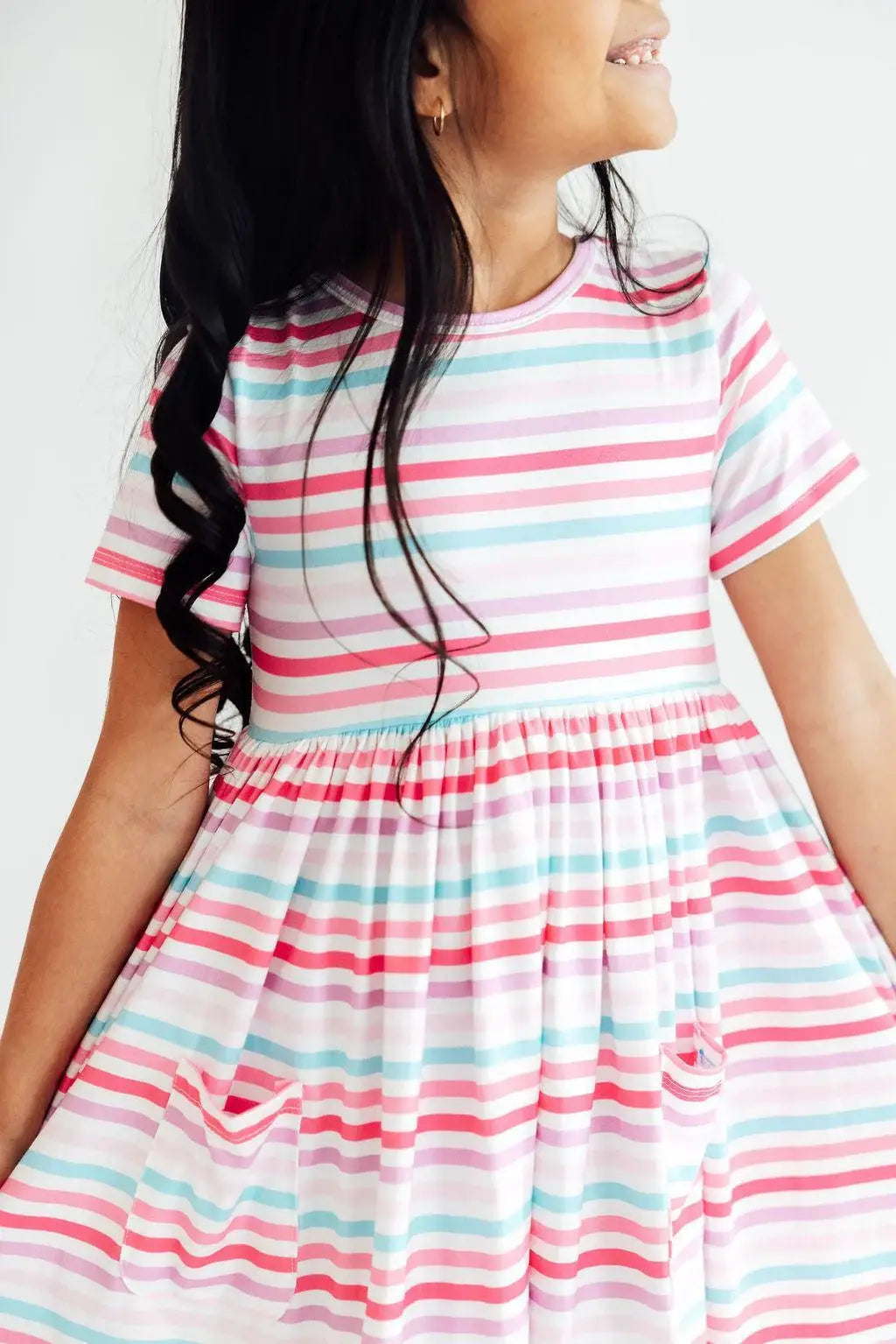 Pastel Stripes S/S Pocket Twirl Dress - Mila & Rose ® - Flyclothing LLC