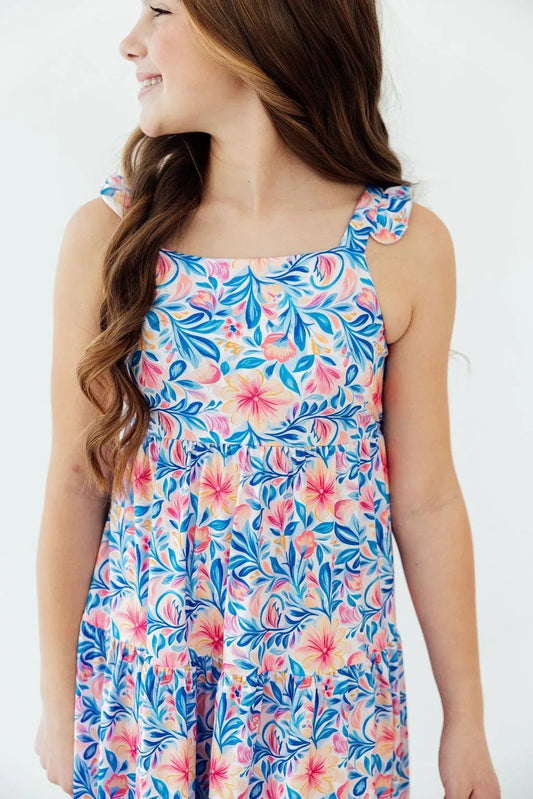 Watercolor Floral Ruffle Maxi Dress - Mila & Rose ® - Flyclothing LLC