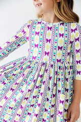 Mardi Gras 3/4 Sleeve Pocket Twirl Dress - Mila & Rose ® - Flyclothing LLC