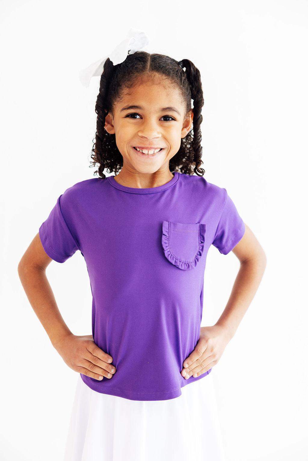 Purple Ruffle Pocket Tee - Mila & Rose ® - Flyclothing LLC