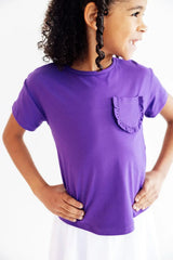 Purple Ruffle Pocket Tee - Mila & Rose ® - Flyclothing LLC