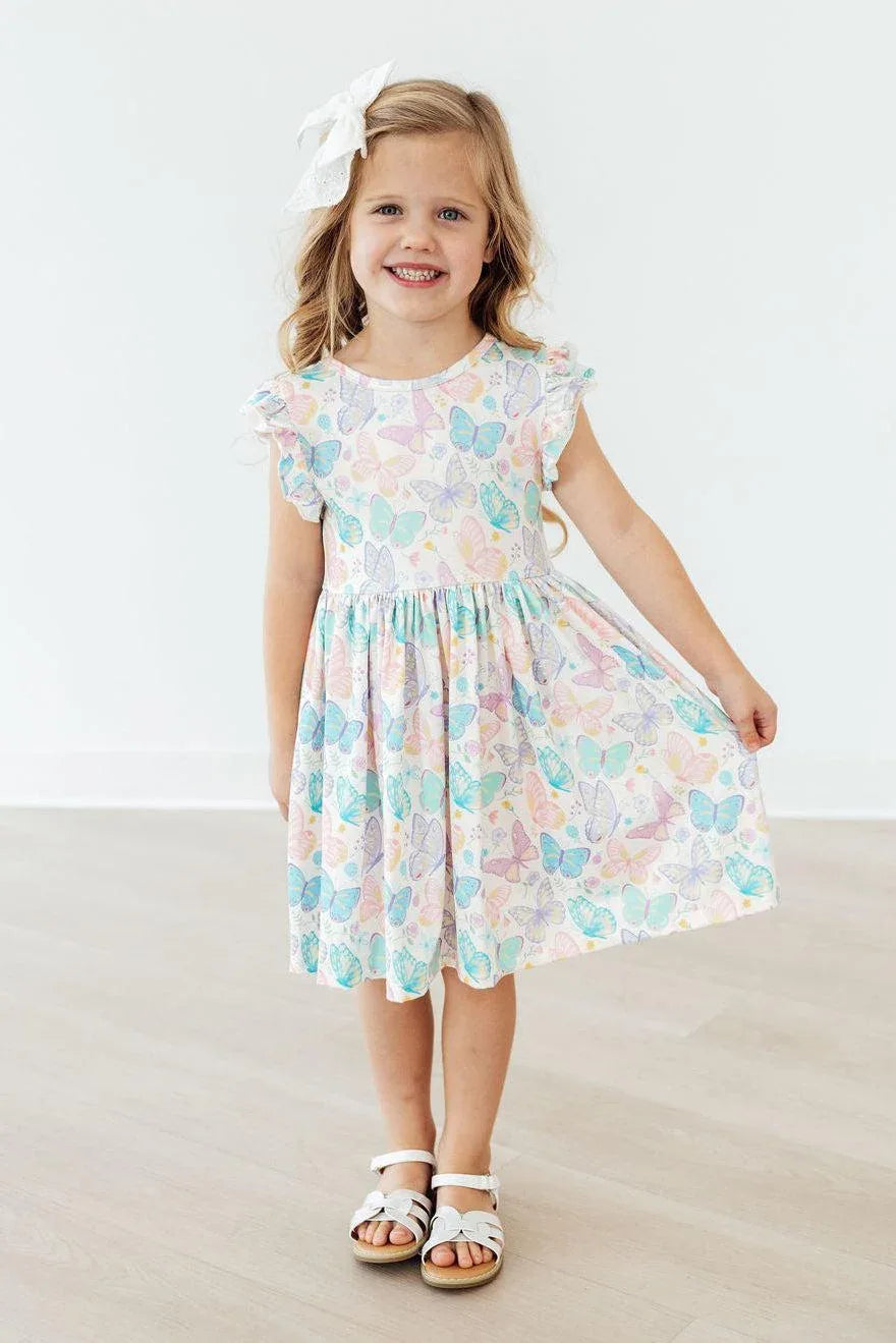 Fluttering Butterflies Flutter Sleeve Twirl Dress - Mila & Rose ® - Flyclothing LLC