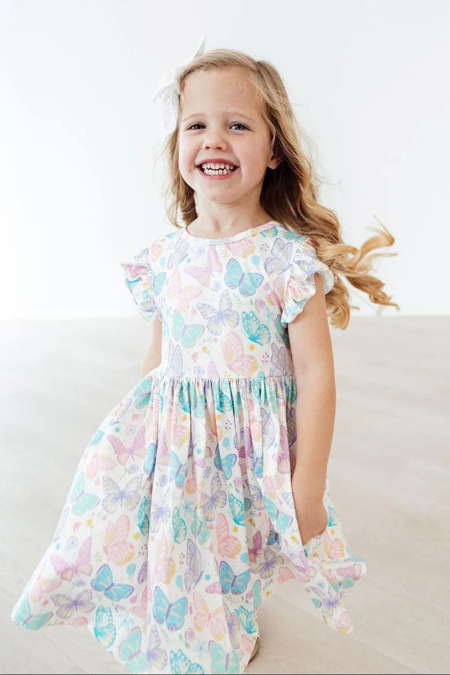 Fluttering Butterflies Flutter Sleeve Twirl Dress - Mila & Rose ® - Flyclothing LLC