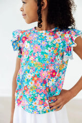 Preppy Floral S/S Ruffle Tee - Mila & Rose ® - Flyclothing LLC