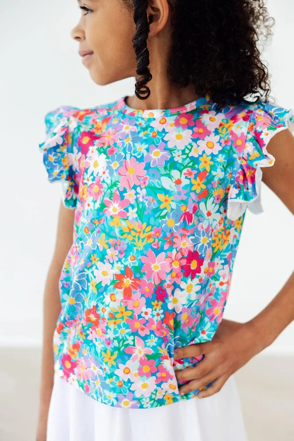 Preppy Floral S/S Ruffle Tee - Mila & Rose ® - Flyclothing LLC