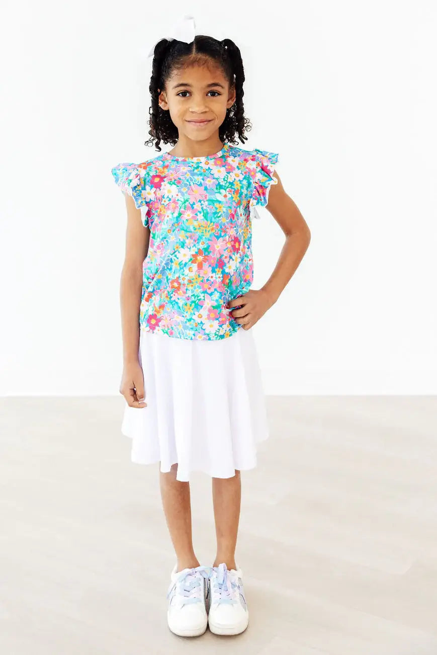 Preppy Floral S/S Ruffle Tee - Mila & Rose ® - Flyclothing LLC