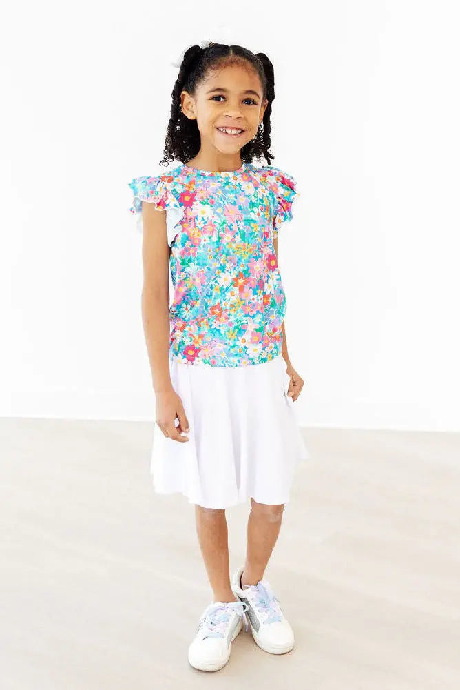 Preppy Floral S/S Ruffle Tee - Mila & Rose ® - Flyclothing LLC