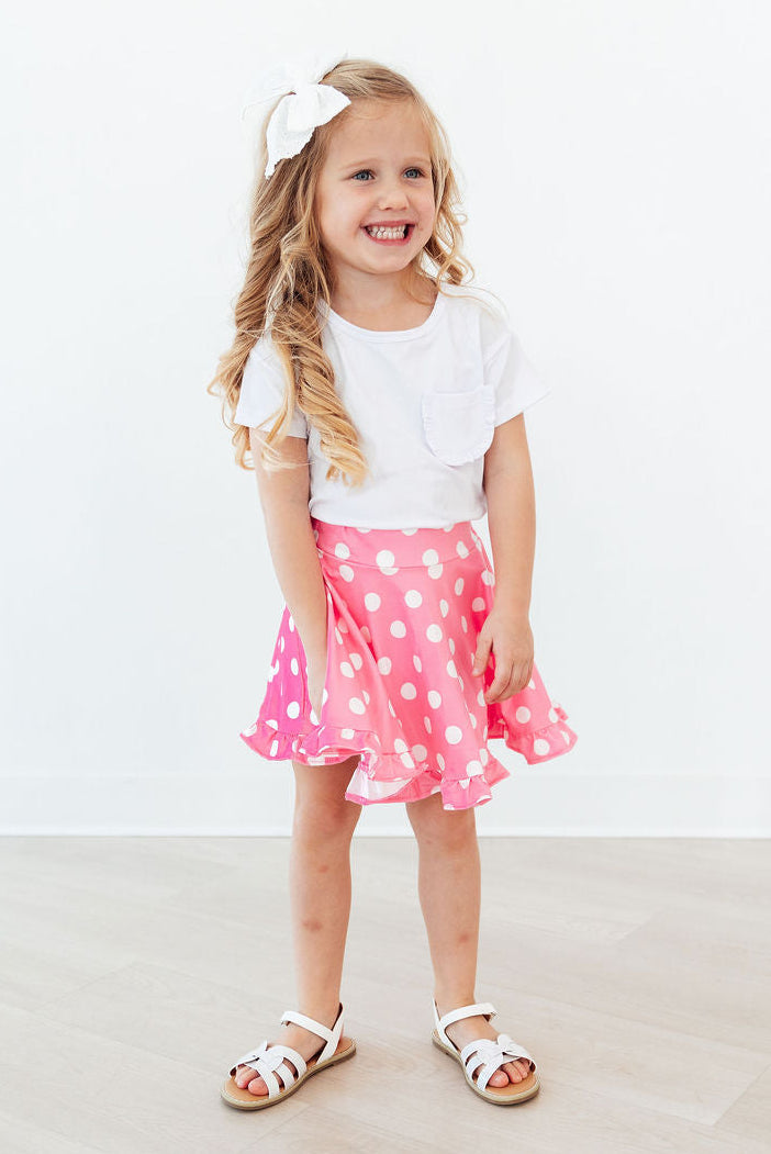 Pink Polka Dots Ruffle Twirl Skort - Mila & Rose ® - Flyclothing LLC
