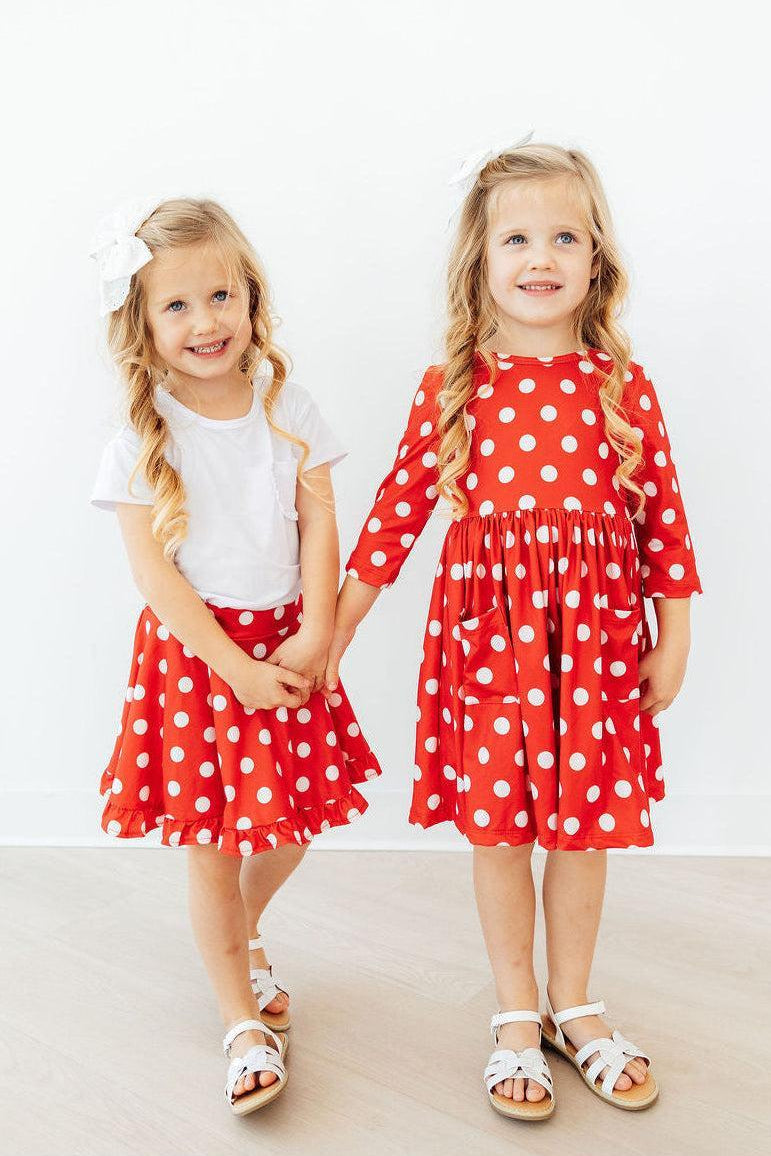 Red Polka Dots Ruffle Twirl Skort - Mila & Rose ® - Flyclothing LLC