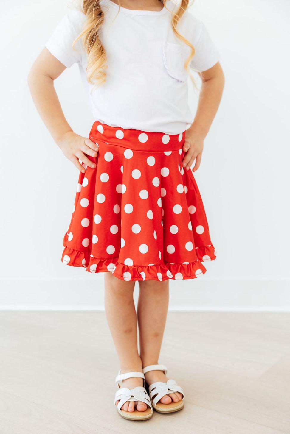Red Polka Dots Ruffle Twirl Skort - Mila & Rose ® - Flyclothing LLC