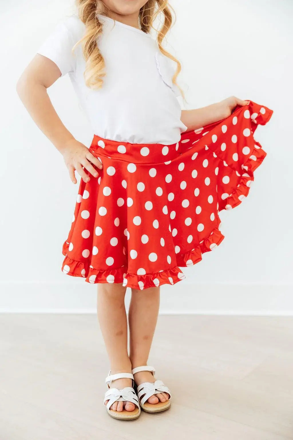 Red Polka Dots Ruffle Twirl Skort - Mila & Rose ® - Flyclothing LLC