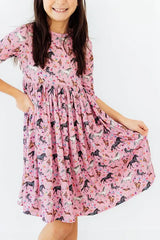 Petals & Ponies 3/4 Sleeve Pocket Twirl Dress - Mila & Rose ® - Flyclothing LLC