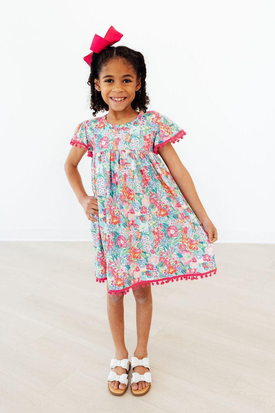 Preppy Petals Pom Pom Dress - Mila & Rose ® - Flyclothing LLC