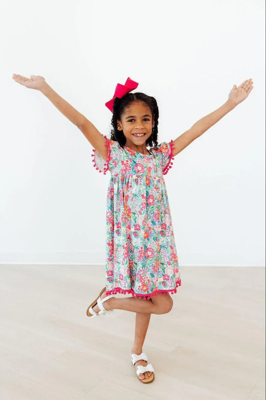 Preppy Petals Pom Pom Dress - Mila & Rose ® - Flyclothing LLC