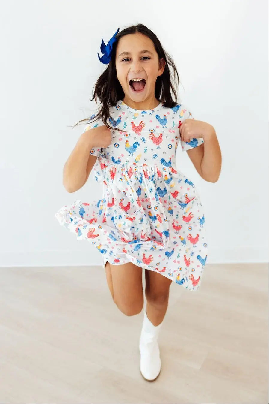 Rainbow Roosters S/S Pocket Twirl Dress - Mila & Rose ® - Flyclothing LLC