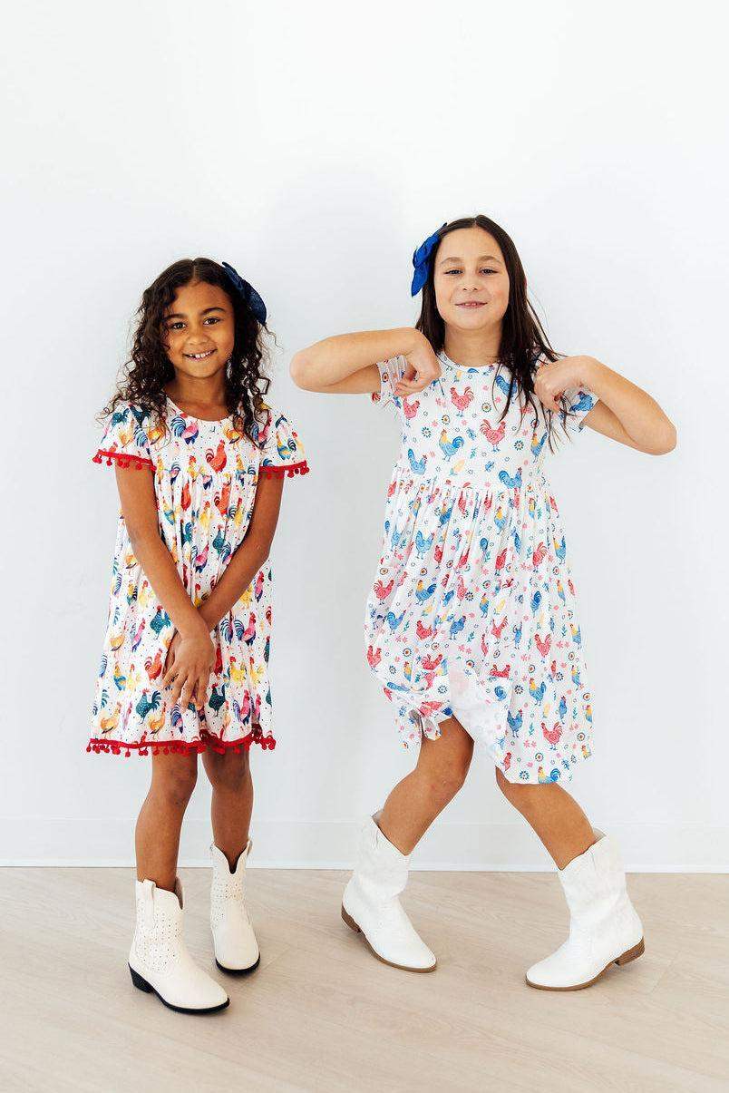 Rainbow Roosters S/S Pocket Twirl Dress - Mila & Rose ® - Flyclothing LLC
