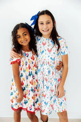 Rainbow Roosters S/S Pocket Twirl Dress - Mila & Rose ® - Flyclothing LLC