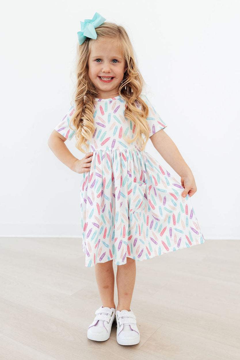 Color Crayons S/S Pocket Twirl Dress - Mila & Rose ® - Flyclothing LLC
