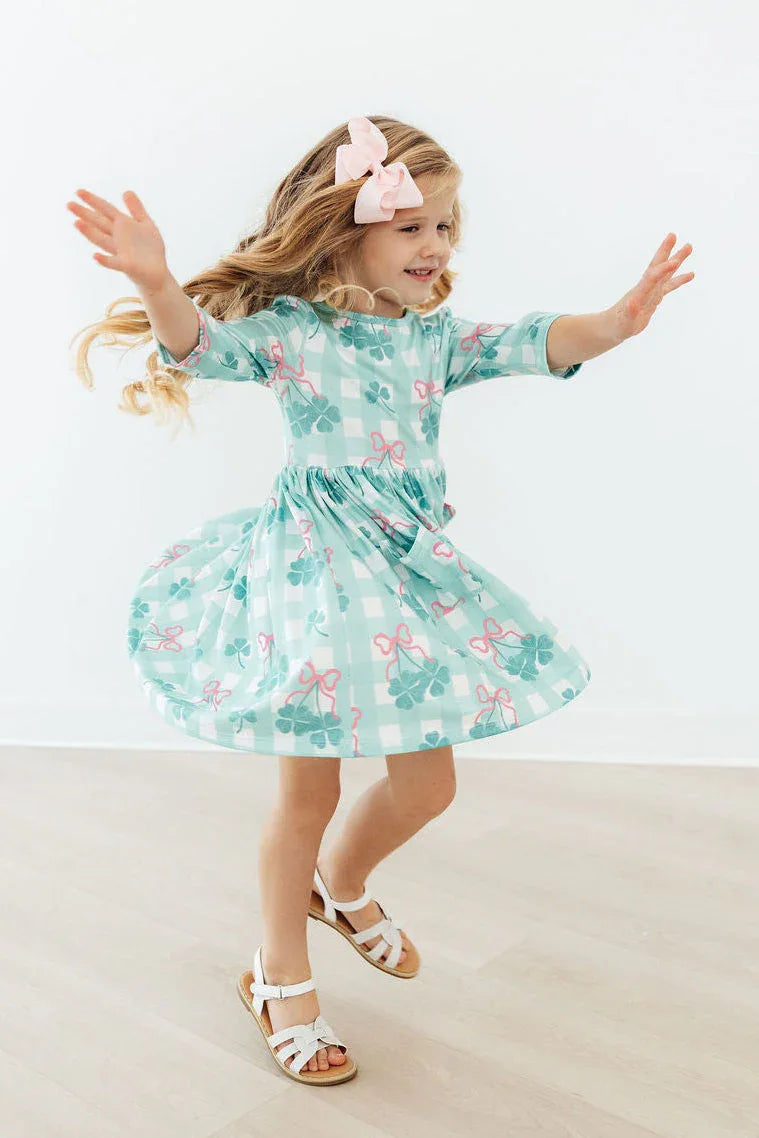 Shamrock Sweetheart 3/4 Sleeve Pocket Twirl Dress - Mila & Rose ® - Flyclothing LLC
