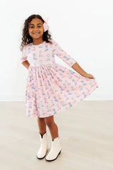 Ribbons & Rodeos 3/4 Sleeve Pocket Twirl Dress - Mila & Rose ® - Flyclothing LLC