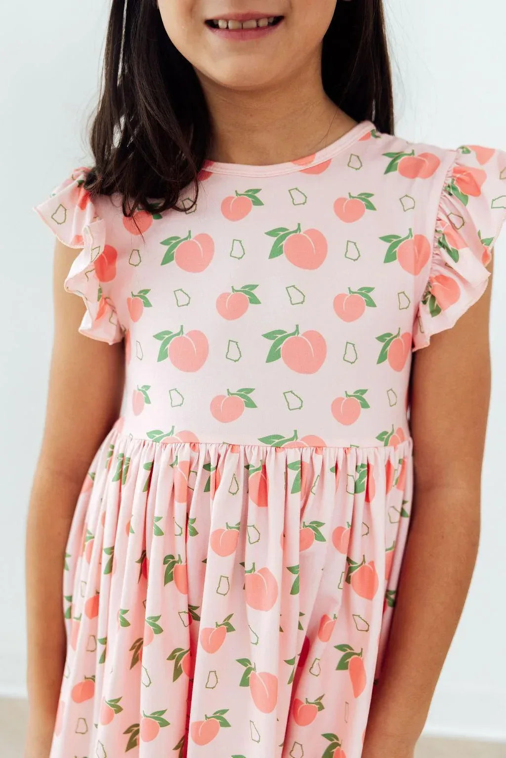 Georgia Peach Flutter Sleeve Twirl Dress - Mila & Rose ® - Flyclothing LLC