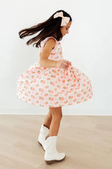 Georgia Peach Flutter Sleeve Twirl Dress - Mila & Rose ® - Flyclothing LLC