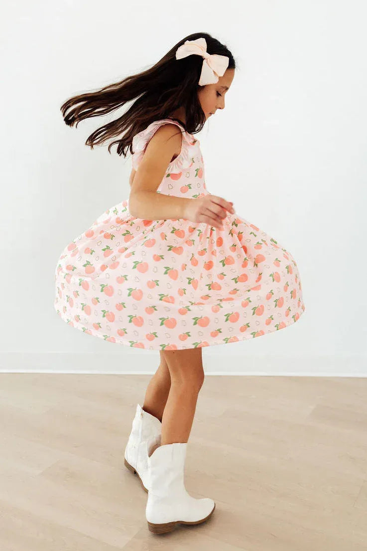 Georgia Peach Flutter Sleeve Twirl Dress - Mila & Rose ® - Flyclothing LLC