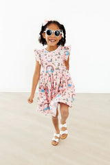 Rainbow Purr-fection Flutter Sleeve Twirl Dress - Mila & Rose ® - Flyclothing LLC