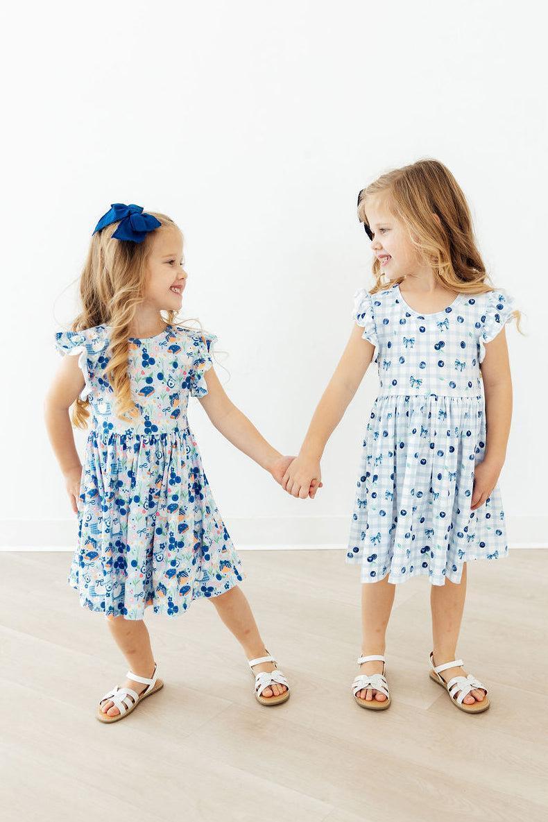 Blueberry Picnic Flutter Sleeve Twirl Dress - Mila & Rose ® - Flyclothing LLC