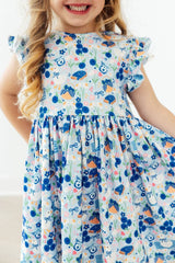 Blueberry Picnic Flutter Sleeve Twirl Dress - Mila & Rose ® - Flyclothing LLC