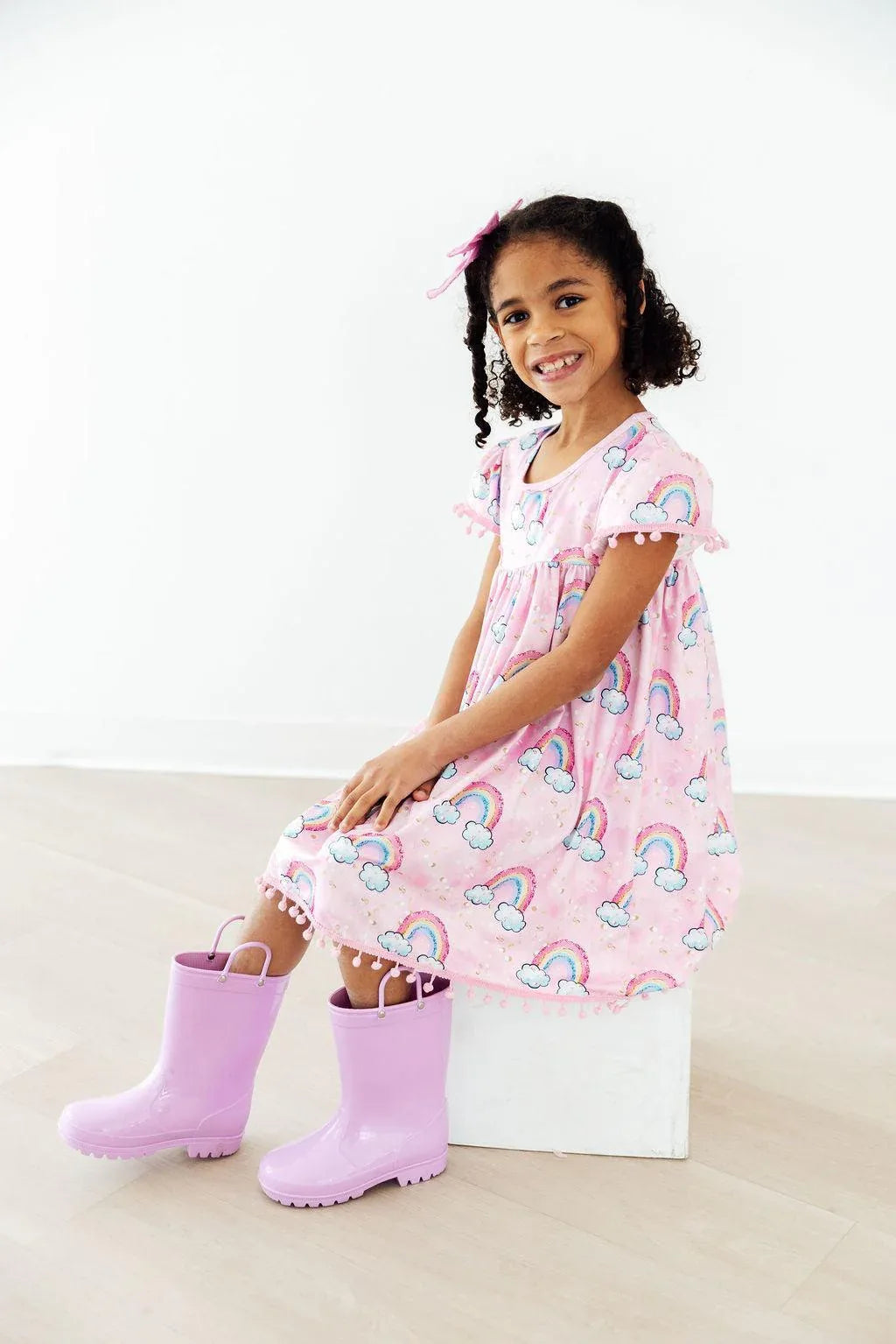 Sparkling Rainbows Pom Pom Dress - Mila & Rose ® - Flyclothing LLC