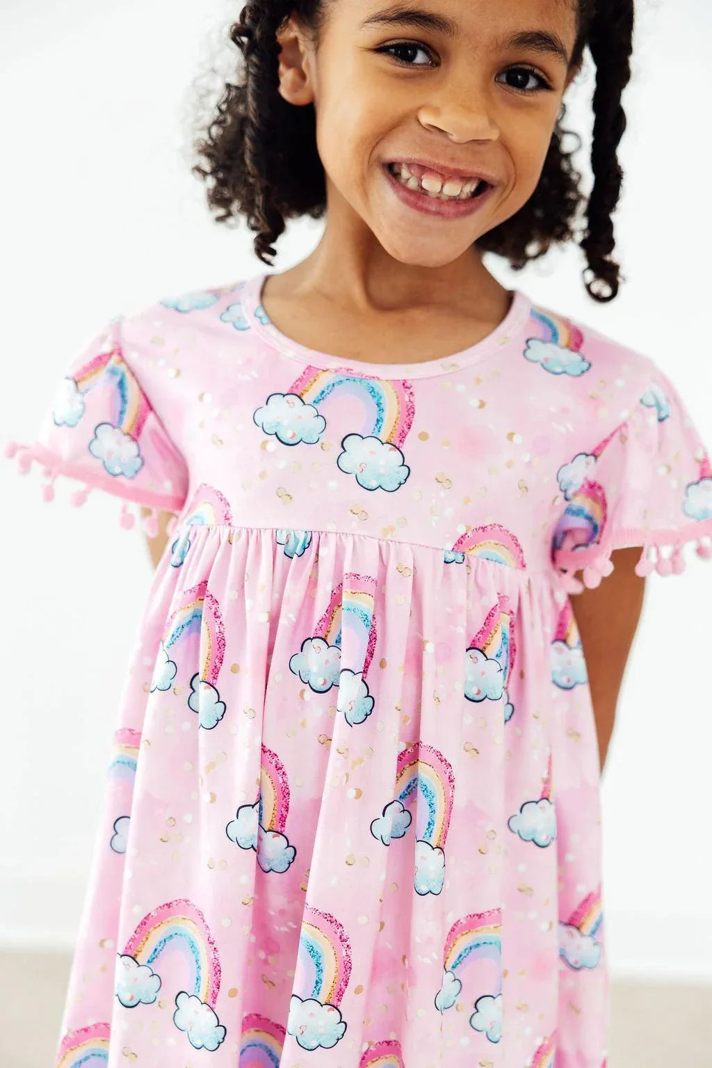 Sparkling Rainbows Pom Pom Dress - Mila & Rose ® - Flyclothing LLC