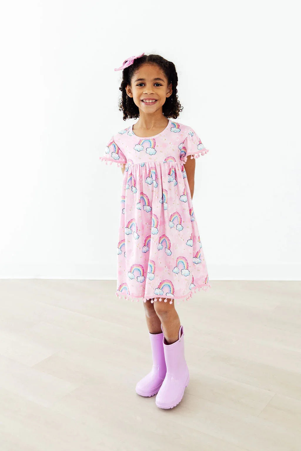 Sparkling Rainbows Pom Pom Dress - Mila & Rose ® - Flyclothing LLC