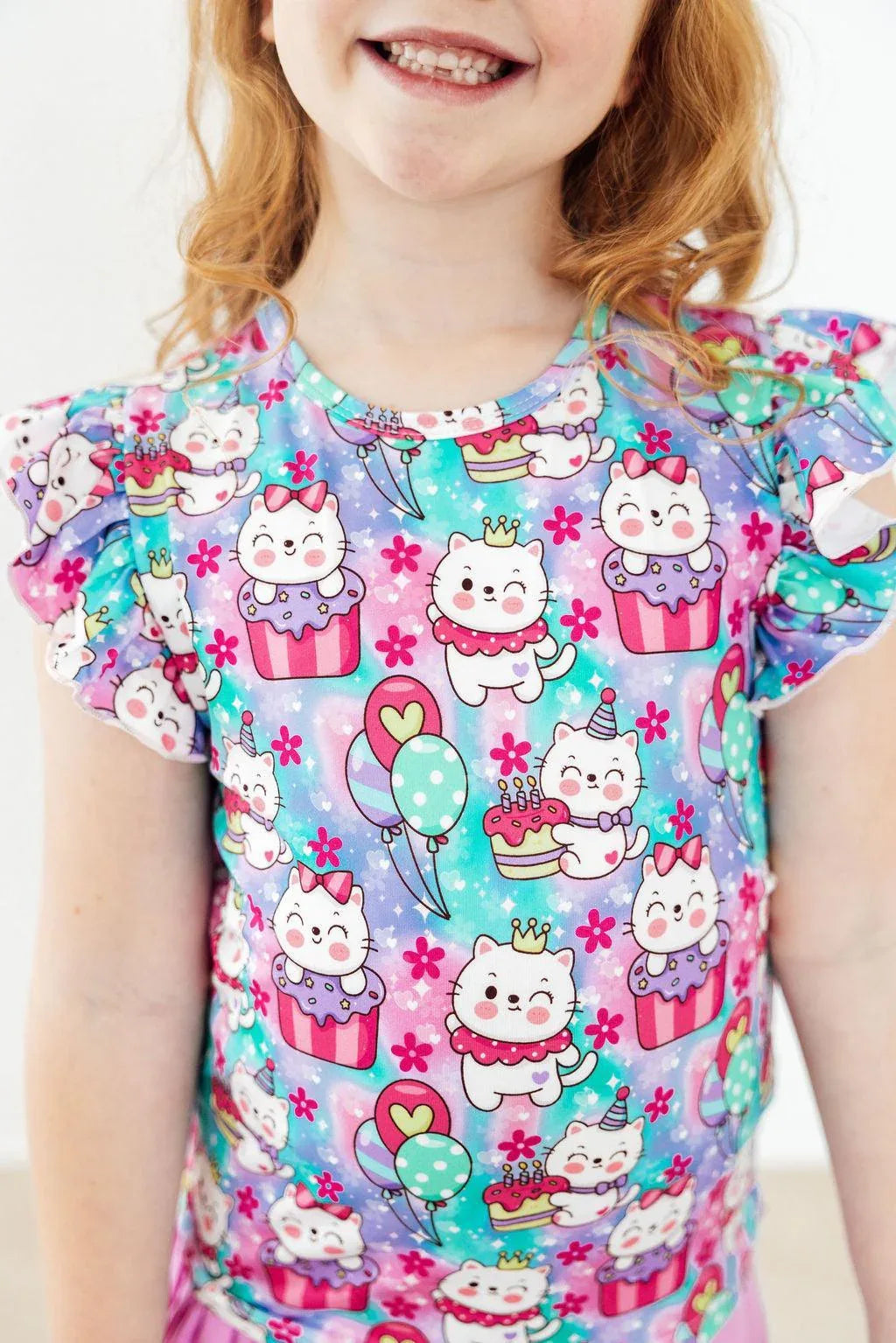 Time To Purr-ty S/S Ruffle Tee - Mila & Rose ® - Flyclothing LLC