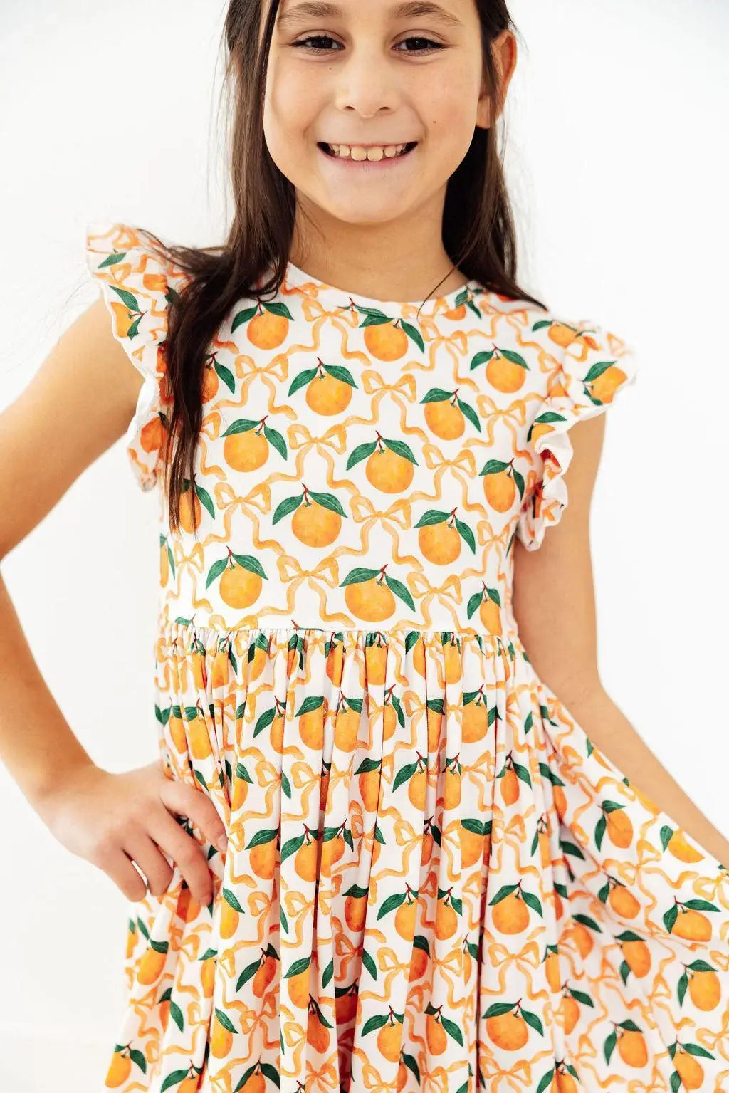 Orange Orchard Flutter Sleeve Twirl Dress - Mila & Rose ® - Flyclothing LLC