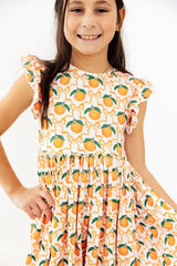 Orange Orchard Flutter Sleeve Twirl Dress - Mila & Rose ® - Flyclothing LLC