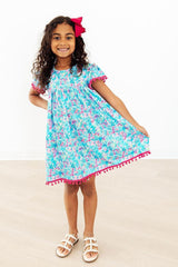 Aqua Garden Pom Pom Dress - Mila & Rose ® - Flyclothing LLC