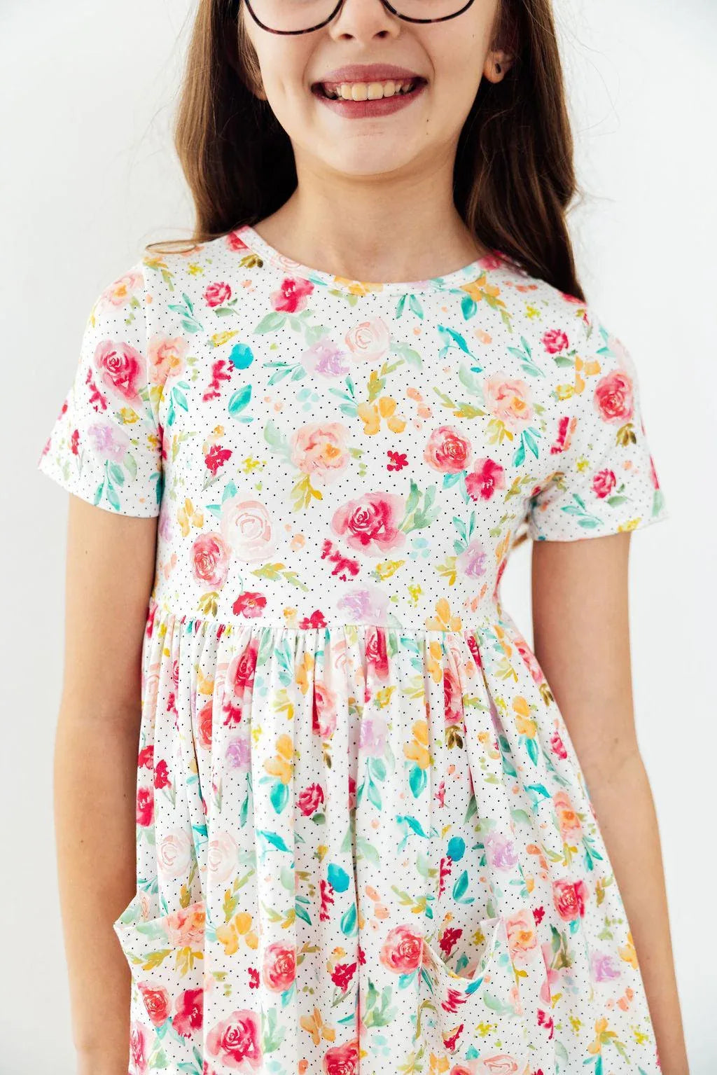Painted Posies S/S Pocket Twirl Dress - Mila & Rose ® - Flyclothing LLC