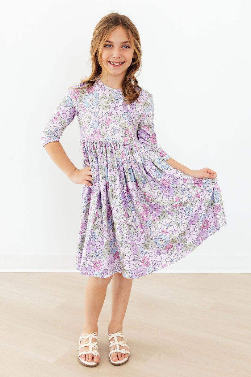 Spring Gardens 3/4 Sleeve Pocket Twirl Dress - Mila & Rose ® - Flyclothing LLC