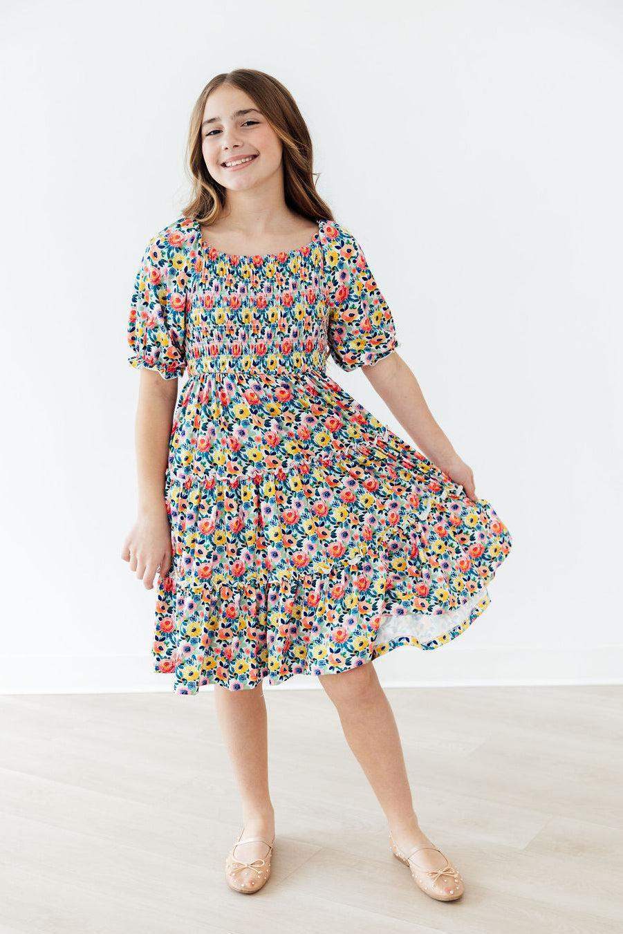 Beautiful Blossoms Smocked Ruffle Dress - Mila & Rose ® - Flyclothing LLC