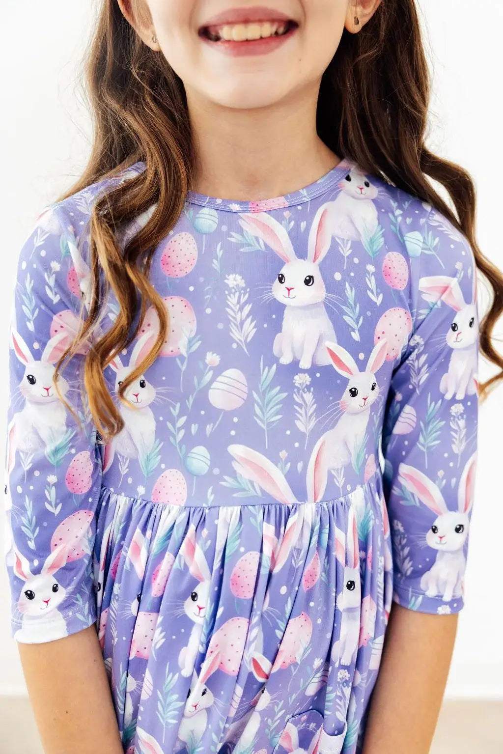 Beautiful Bunnies 3/4 Sleeve Pocket Twirl Dress - Mila & Rose ® - Flyclothing LLC