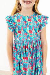 Lovely Llamas Flutter Sleeve Twirl Dress - Mila & Rose ® - Flyclothing LLC
