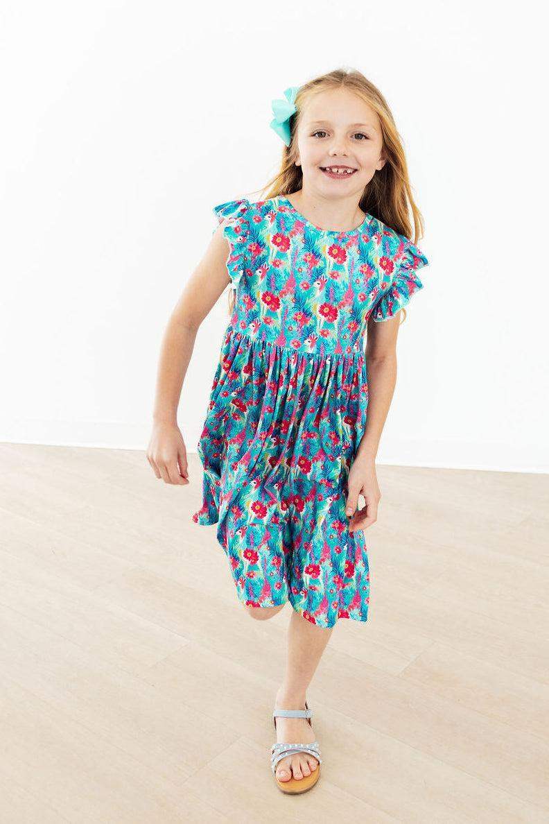 Lovely Llamas Flutter Sleeve Twirl Dress - Mila & Rose ® - Flyclothing LLC