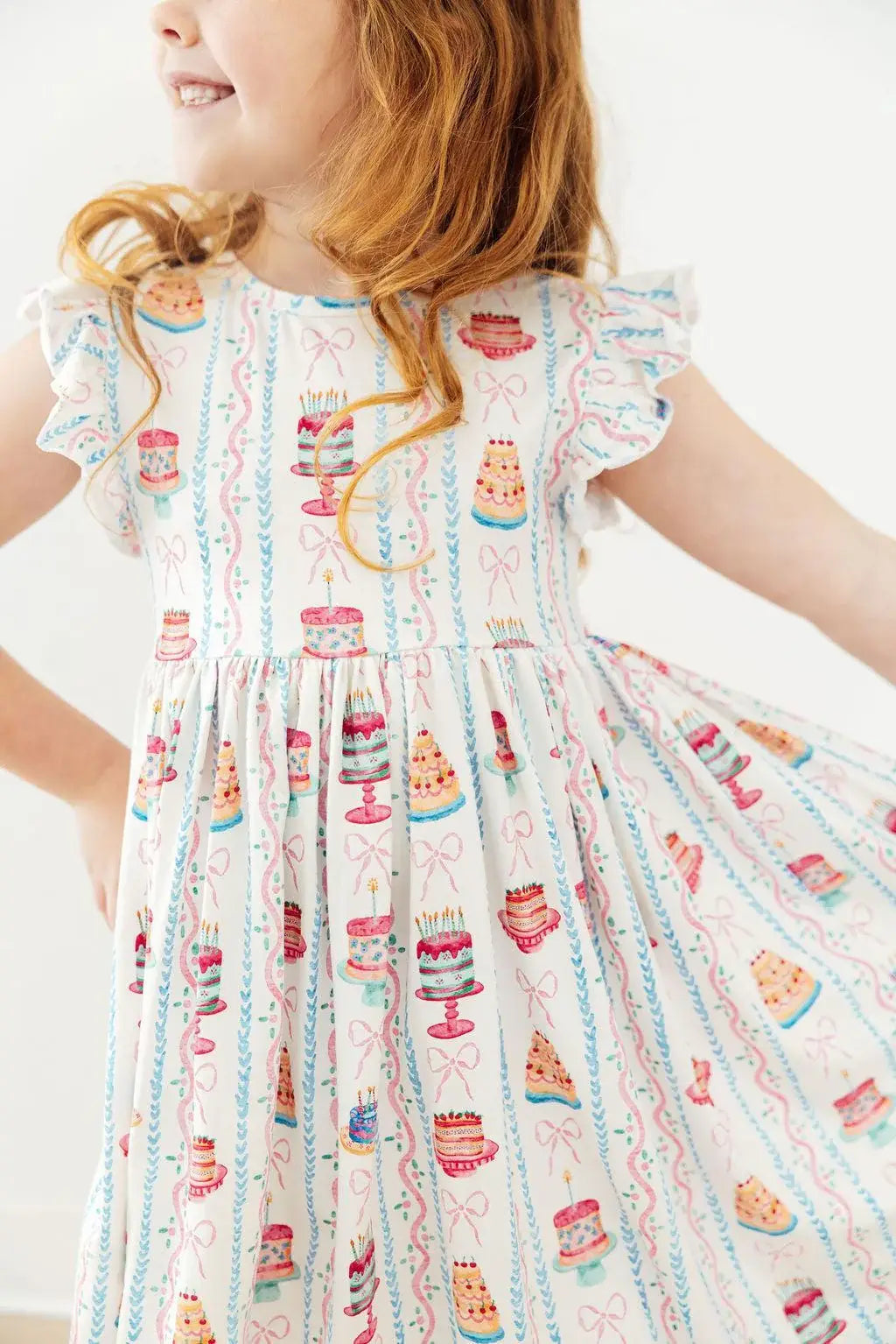 Birthday Cakes Flutter Sleeve Twirl Dress - Mila & Rose ® - Flyclothing LLC