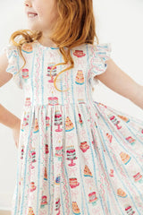 Birthday Cakes Flutter Sleeve Twirl Dress - Mila & Rose ® - Flyclothing LLC