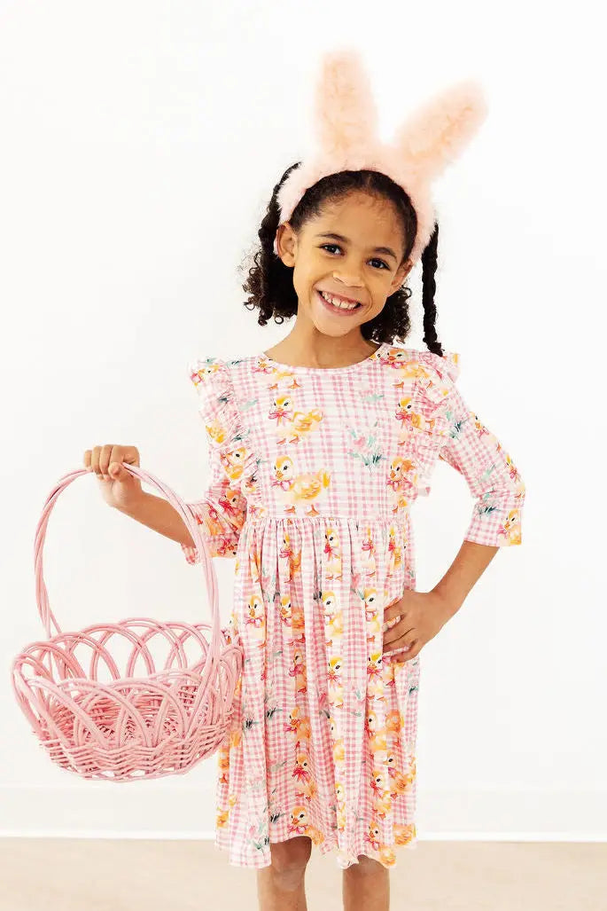 Daisy Ducklings 3/4 Sleeve Ruffle Twirl Dress - Mila & Rose ® - Flyclothing LLC