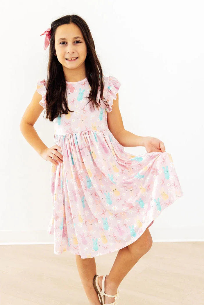 Preppy Peeps Flutter Sleeve Twirl Dress - Mila & Rose ® - Flyclothing LLC