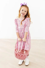 Little Bow Peeps 3/4 Sleeve Ruffle Twirl Dress - Mila & Rose ® - Flyclothing LLC